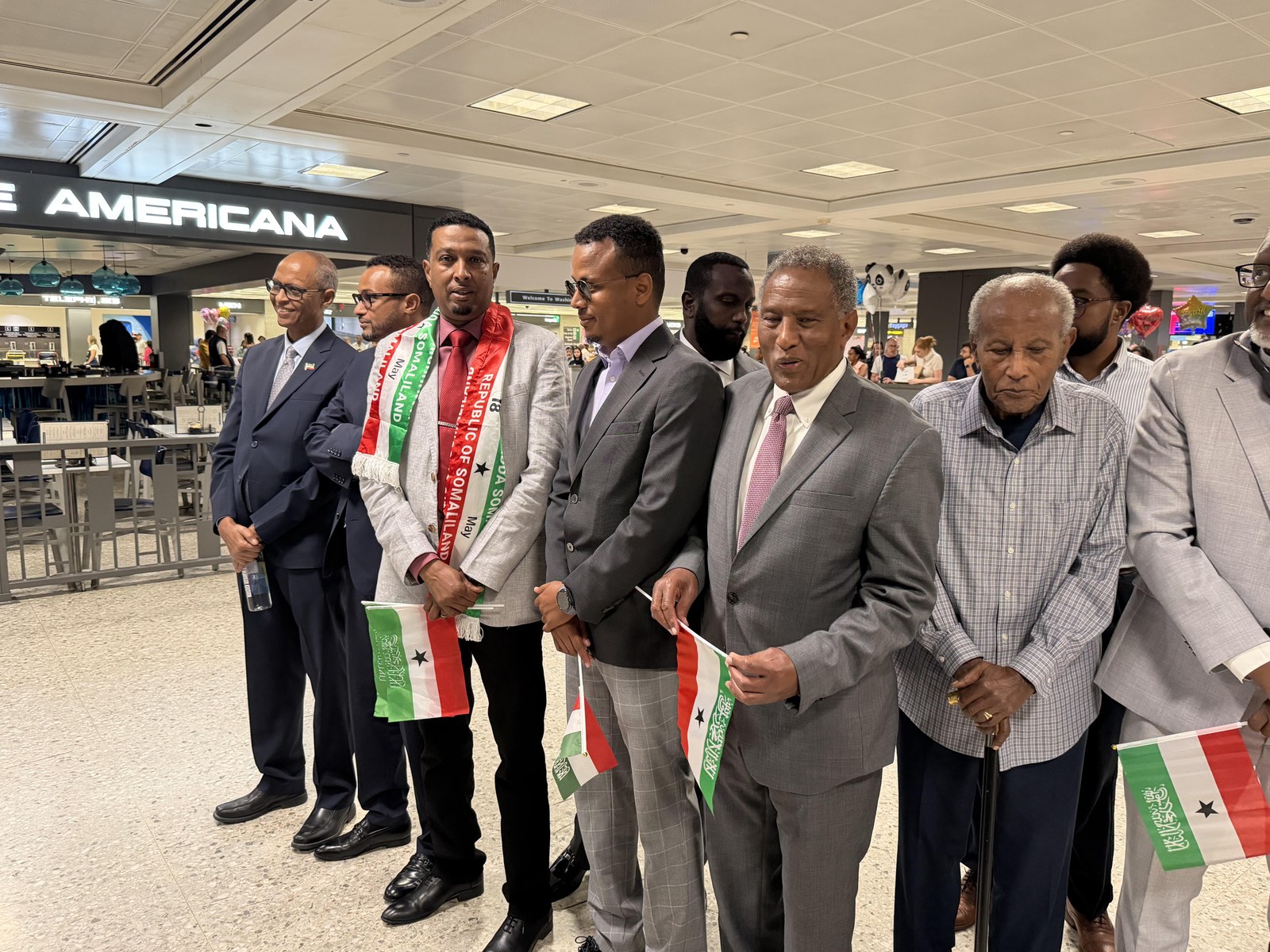 Somaliland flag and American flag displayed together